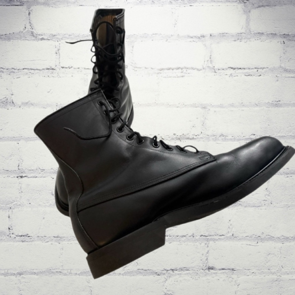 Vintage 1992 Wolverine Combat Boots Men’s 10.5R Black Leather Military - Picture 3 of 16